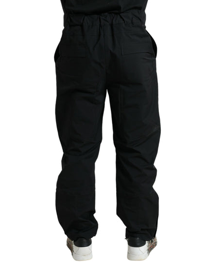 Dolce & Gabbana Black Polyester Logo Straight Pants