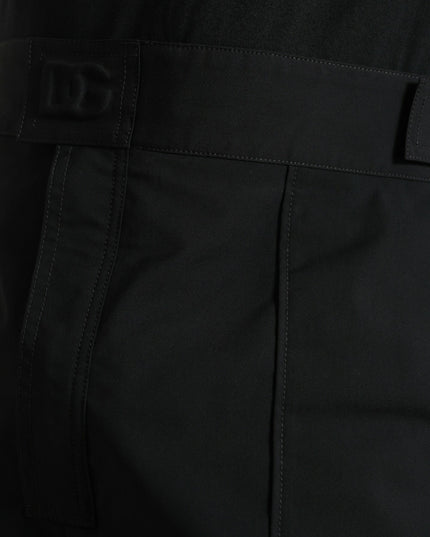 Dolce & Gabbana Black Polyester Logo Straight Pants