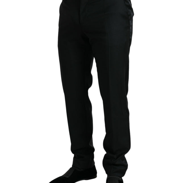 Dolce & Gabbana Black Wool Slim Fit Formal Trouser Dress Pants