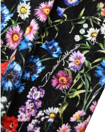 Dolce & Gabbana Black Floral High Waist Hot Pants Shorts