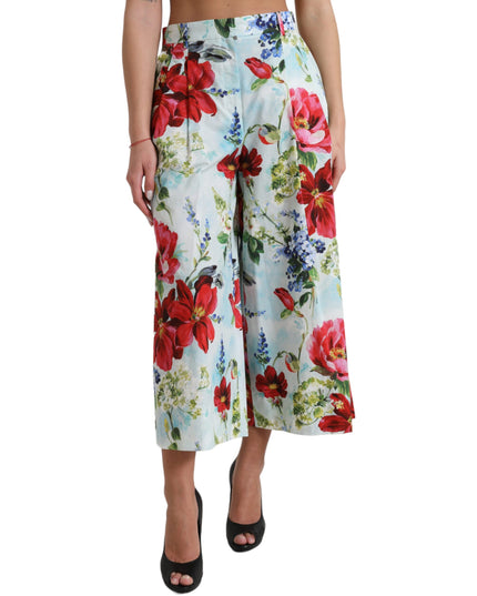 Dolce & Gabbana Multicolor Floral High Waist Wide Leg Pants