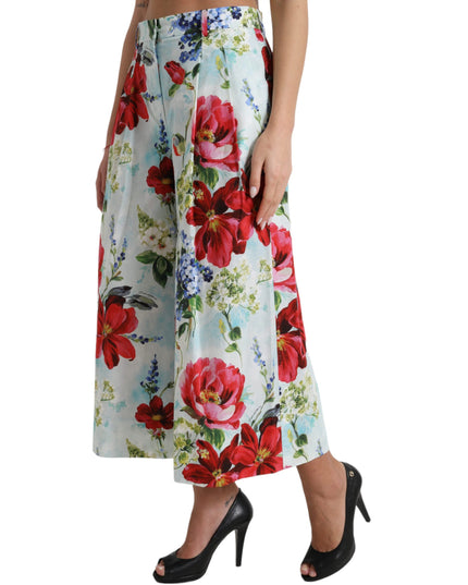 Dolce & Gabbana Multicolor Floral High Waist Wide Leg Pants