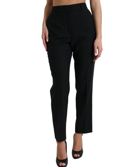 Dolce & Gabbana Black Wool High Waist Straight Pants