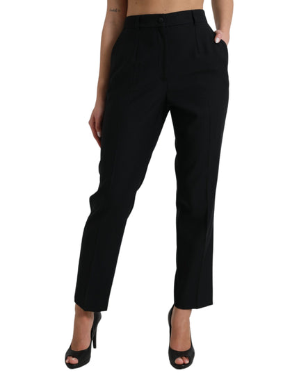 Dolce & Gabbana Black Wool High Waist Straight Pants