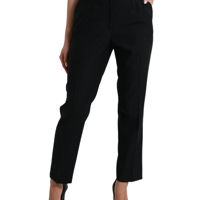 Dolce & Gabbana Black Wool High Waist Straight Pants