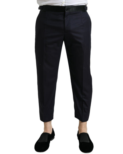 Dolce & Gabbana Blue Wool Cropped Tapered Pants