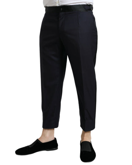 Dolce & Gabbana Blue Wool Cropped Tapered Pants