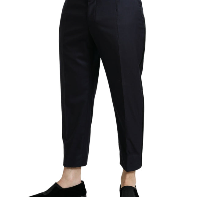 Dolce & Gabbana Blue Wool Cropped Tapered Pants