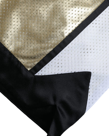 Dolce & Gabbana Gold Polyester Perforated High Waist Shorts