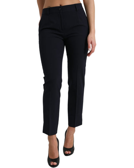 Dolce & Gabbana Blue Mid Waist Tapered Cropped Pants
