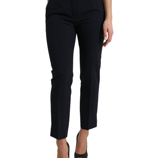 Dolce & Gabbana Blue Mid Waist Tapered Cropped Pants