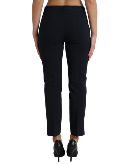 Dolce & Gabbana Blue Mid Waist Tapered Cropped Pants