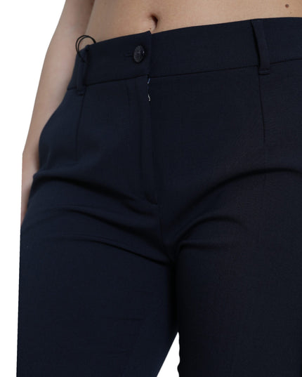 Dolce & Gabbana Blue Mid Waist Tapered Cropped Pants