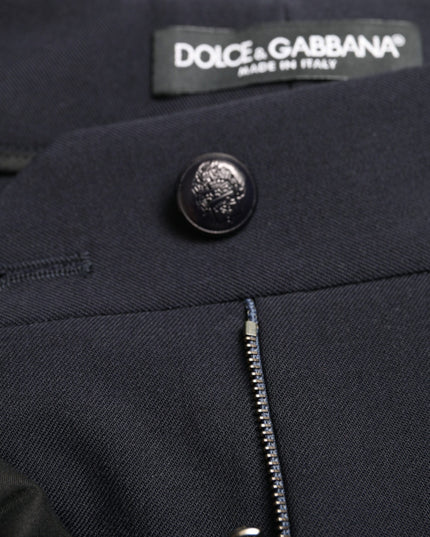 Dolce & Gabbana Blue Mid Waist Tapered Cropped Pants