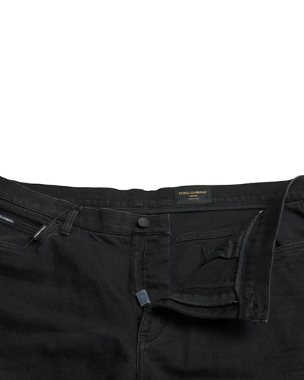 Dolce & Gabbana Black Cotton Stretch Bermuda Denim Shorts