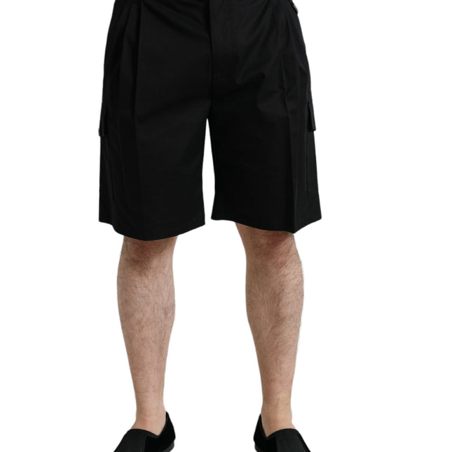 Dolce & Gabbana Black Cotton Stretch Cargo Bermuda Shorts