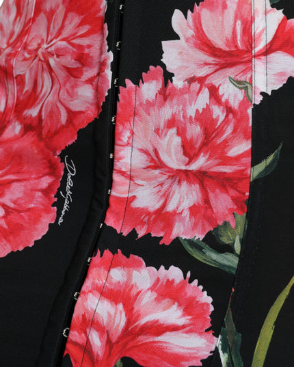 Dolce & Gabbana Black Carnation Pencil Cut Knee Length Skirt