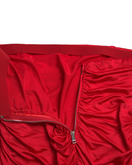Dolce & Gabbana Red Viscose High Waist Fitted Pleated Skirt