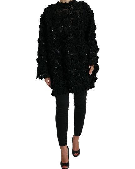 Dolce & Gabbana Black Sequined Embellished Pullover Sweater