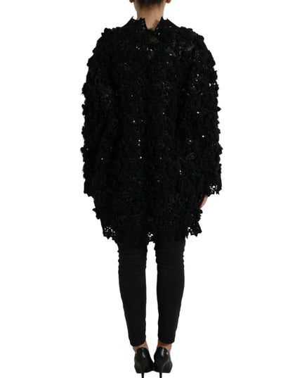 Dolce & Gabbana Black Sequined Embellished Pullover Sweater