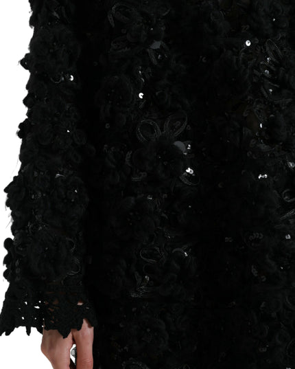 Dolce & Gabbana Black Sequined Embellished Pullover Sweater