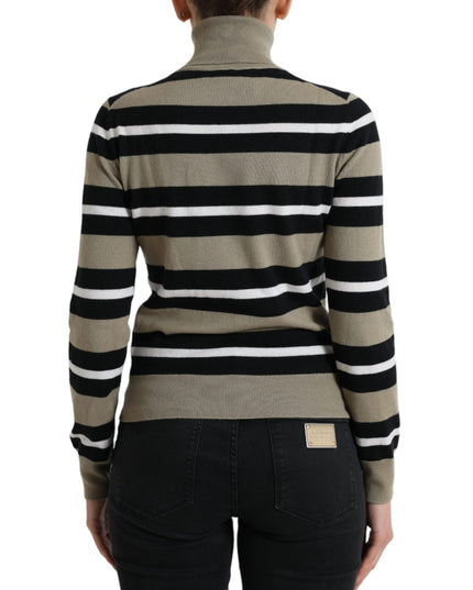 Dolce & Gabbana Multicolor Stripes Logo Turtle Neck Pullover Sweater