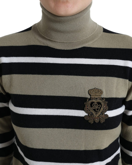 Dolce & Gabbana Multicolor Stripes Logo Turtle Neck Pullover Sweater