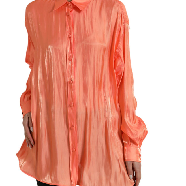 Dolce & Gabbana Peach Long Sleeve Button Down Blouse Top