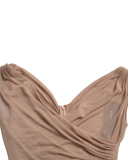 Dolce & Gabbana Beige Viscose V-neck Sleeveless Tank Top