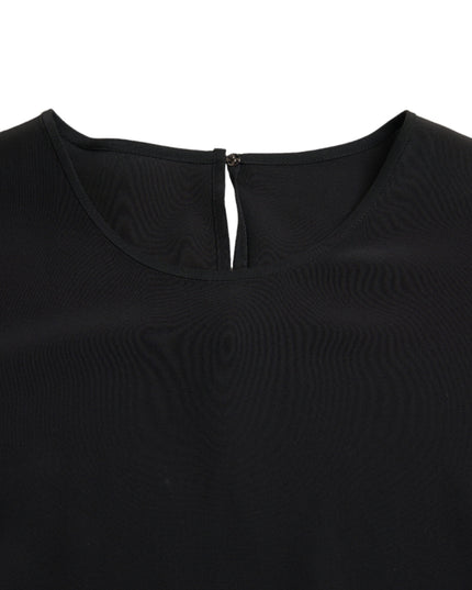Dolce & Gabbana Black Silk Round Neck Short Sleeve Blouse Top