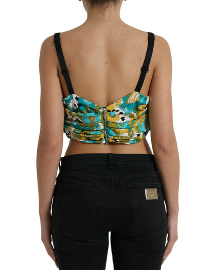 Dolce & Gabbana Multicolor Floral Sleeveless Cropped Top