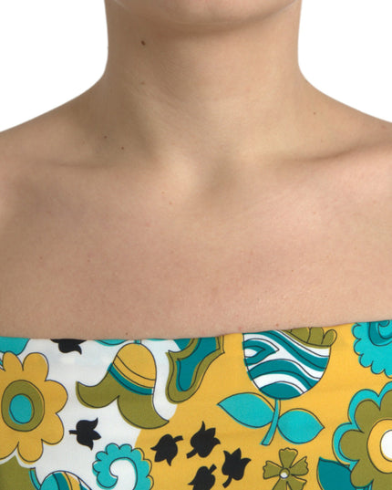 Dolce & Gabbana Multicolor Floral Sleeveless Cropped Top