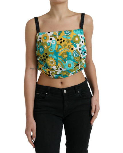Dolce & Gabbana Multicolor Floral Sleeveless Cropped Top