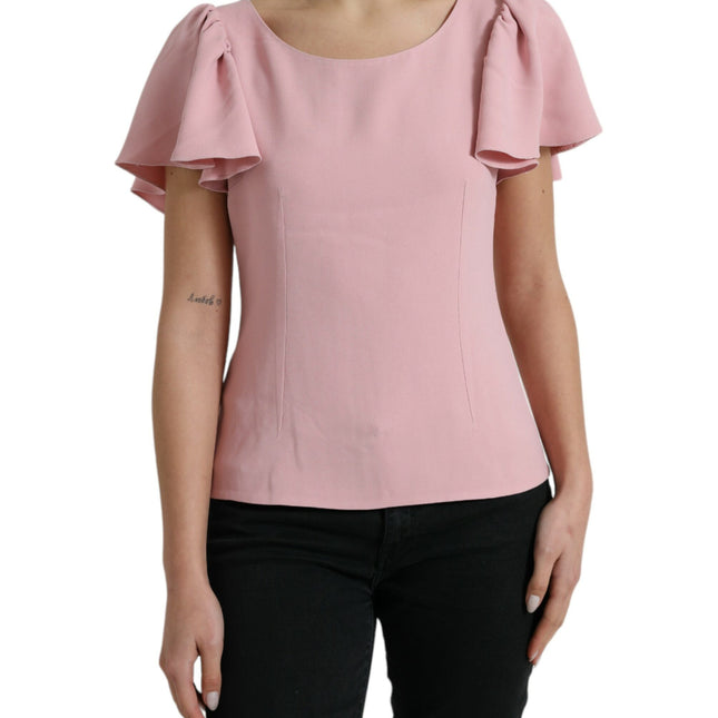 Dolce & Gabbana Pink Short Sleeves Round Neck Blouse Top