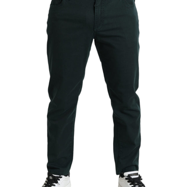 Dolce & Gabbana Green Cotton Stretch Skinny Men Denim Jeans