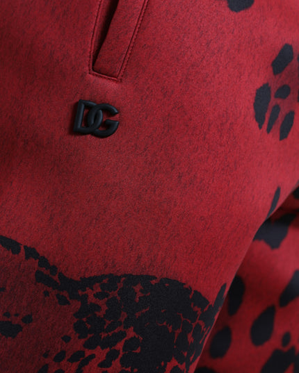 Dolce & Gabbana Red Black Leopard Stretch Jogger Pants