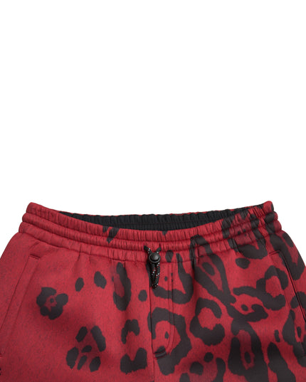 Dolce & Gabbana Red Black Leopard Stretch Jogger Pants
