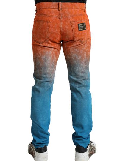 Dolce & Gabbana Multicolor Ombre Cotton Slim Fit Denim Jeans