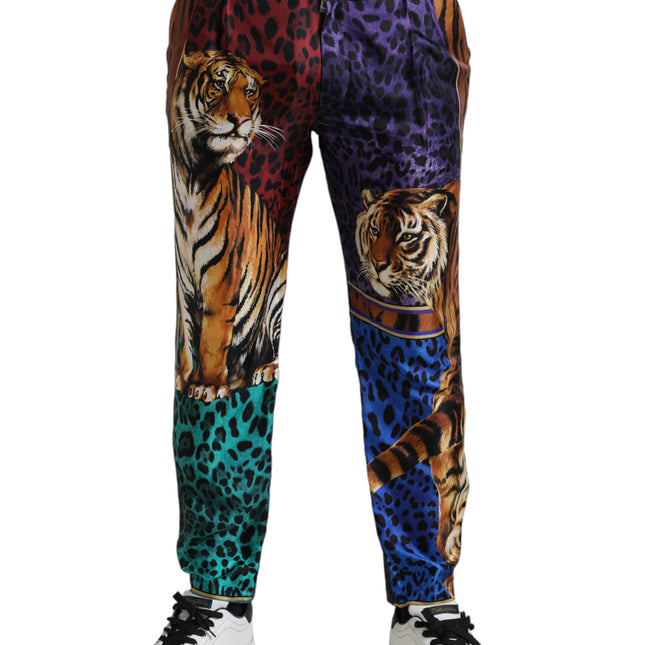 Dolce & Gabbana Multicolor Tiger Cotton Loose Denim Jeans