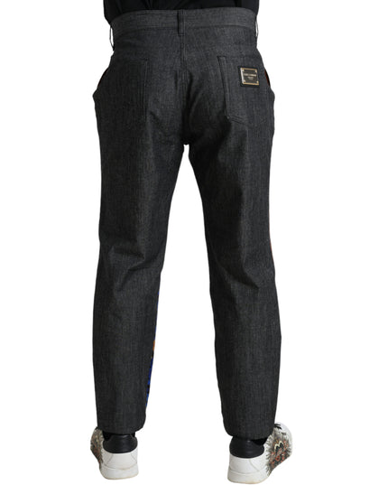Dolce & Gabbana Multicolor Tiger Cotton Loose Denim Jeans