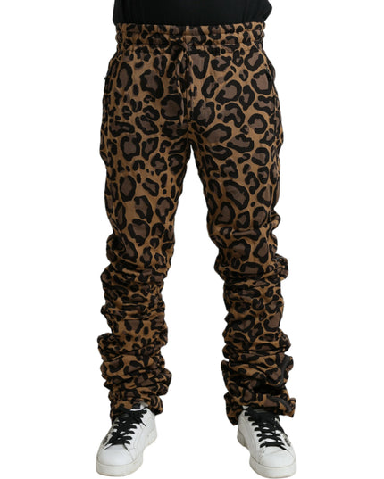 Dolce & Gabbana Brown Leopard Jacquard Jogger Pants
