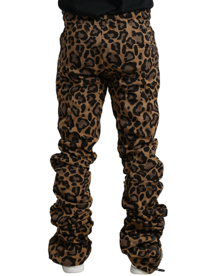 Dolce & Gabbana Brown Leopard Jacquard Jogger Pants