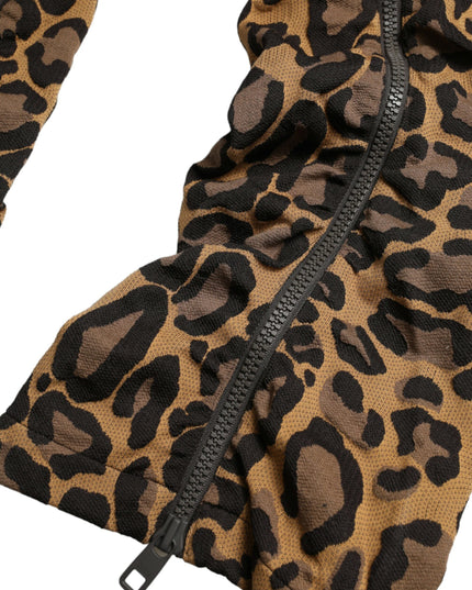 Dolce & Gabbana Brown Leopard Jacquard Jogger Pants