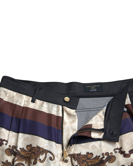 Dolce & Gabbana Multicolor Heraldic Skinny Men Pants