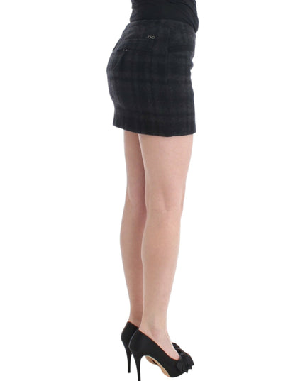 Costume National Gray checkered mini skirt