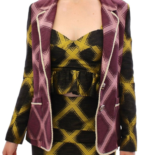 House of Holland Purple checkered blazer jacket