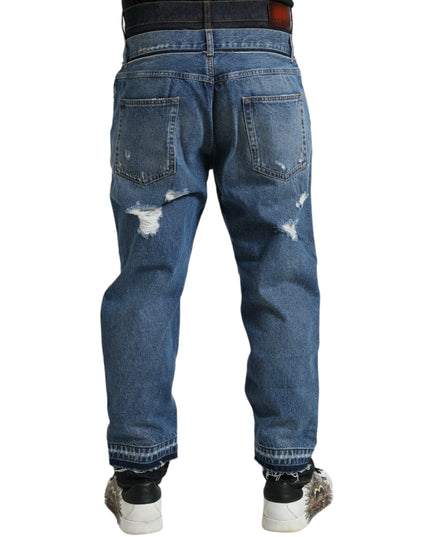 Dolce & Gabbana Blue Tattered Cotton Men Denim Jeans