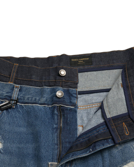 Dolce & Gabbana Blue Tattered Cotton Men Denim Jeans