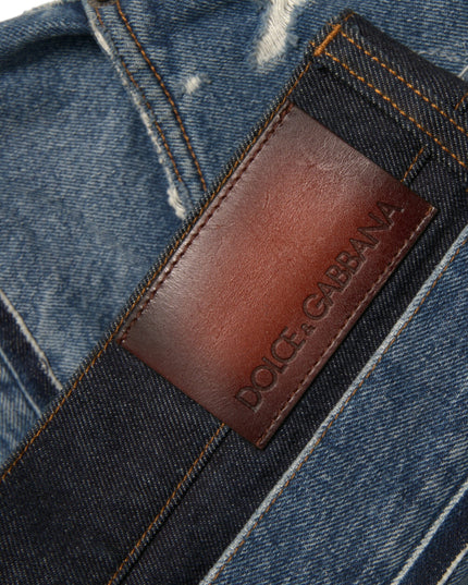 Dolce & Gabbana Blue Tattered Cotton Men Denim Jeans