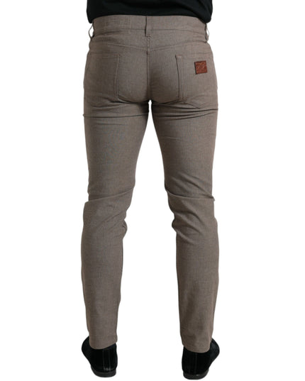 Dolce & Gabbana Brown Cotton Stretch Skinny Men Pants